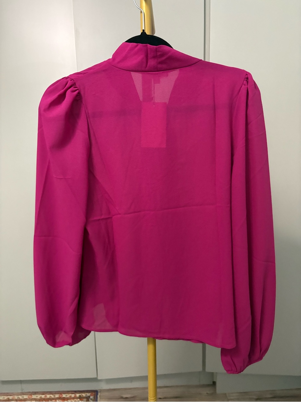 Tie-Neck Long Sleeve Blouse in Magenta - Picture 2 of 2